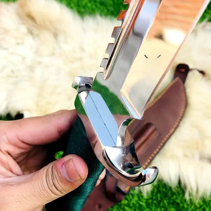 Handmade Tactical Bowie Survival Knife – Full Tang Spring Steel Blade with Leather Sheath | Arham Cutlery