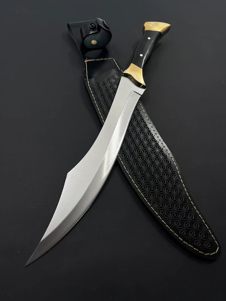 Arham Cutlery Handmade Tactical Hunting Machete – 15” Stainless Steel Survival Knife with Micarta Handle & Sheath