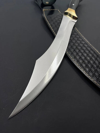 Arham Cutlery Handmade Tactical Hunting Machete – 15” Stainless Steel Survival Knife with Micarta Handle & Sheath