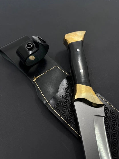 Arham Cutlery Handmade Tactical Hunting Machete – 15” Stainless Steel Survival Knife with Micarta Handle & Sheath