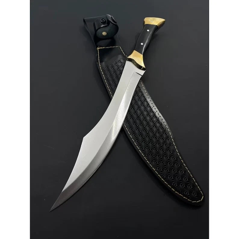 Arham Cutlery Handmade Tactical Hunting Machete – 15” Stainless Steel Survival Knife with Micarta Handle & Sheath