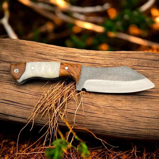 Handmade Tanto Bushcraft Knife – High Carbon Steel Full Tang Blade with Resin & Walnut Handle | Arham Cutlery - Arham Cutlery