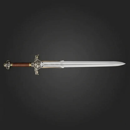 Dragon Guard Medieval Broad Sword with Leather Grip & Skull Pommel Arham Cutlery