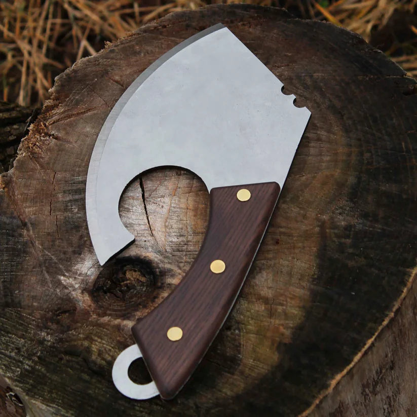 Custom Hand Forged Kitchen Axe Cleaver – Stainless Steel Chef Chopping Knife with Wooden Handle Arham Cutlery