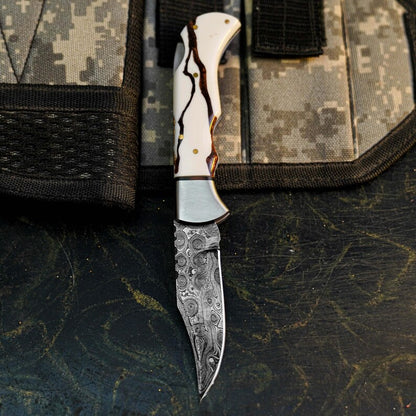 Handmade San Mai Damascus Knife with Resin Handle Arham Cutlery