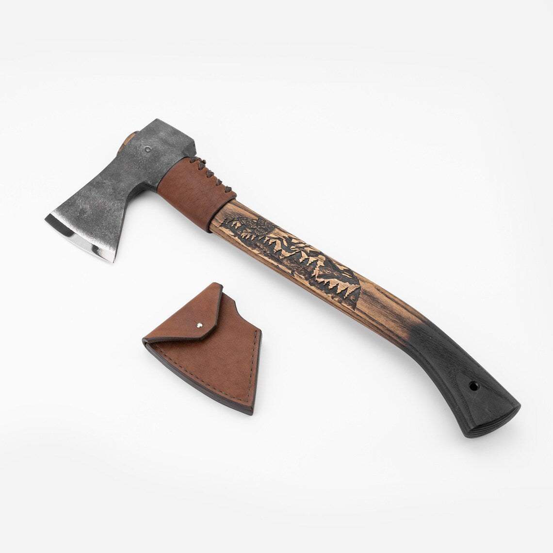 Arham Cutlery Trailmaster Forest Axe – Handmade Carbon Steel Hatchet with Leather Sheath Arham Cutlery