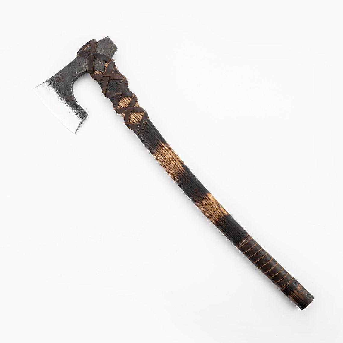 Traditional Viking Camp Axe with Hammer Back – Handmade Carbon Steel Forest Axe with Leather Sheath Arham Cutlery