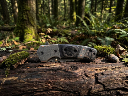 Custom Copper Damascus Pocket Knife – Handmade Folding EDC Knife with Leather Sheath for Collectors & Gift Giving Arham Cutlery