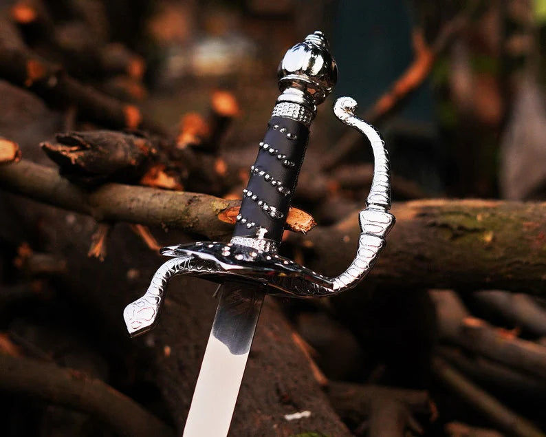 Custom Handmade Stainless Steel Rapier Sword with Leather-Wrapped Handle & Scabbard – 38" Medieval Collectible Sword Arham Cutlery