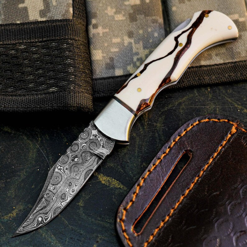 Handmade San Mai Damascus Knife with Resin Handle Arham Cutlery