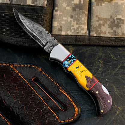 Handmade Damascus San Mai Knife with Wenge Wood Handle Arham Cutlery