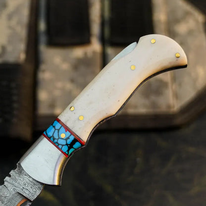 Handmade Damascus Knife with Camel Bone Handle Arham Cutlery