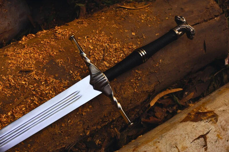 Handmade Witcher Inspired Stainless Steel Sword with Black Hardwood Scabbard – 43" Fantasy Collector Sword Arham Cutlery