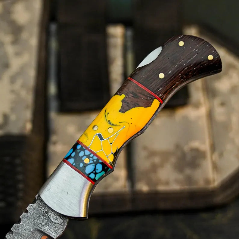 Handmade Damascus San Mai Knife with Wenge Wood Handle Arham Cutlery