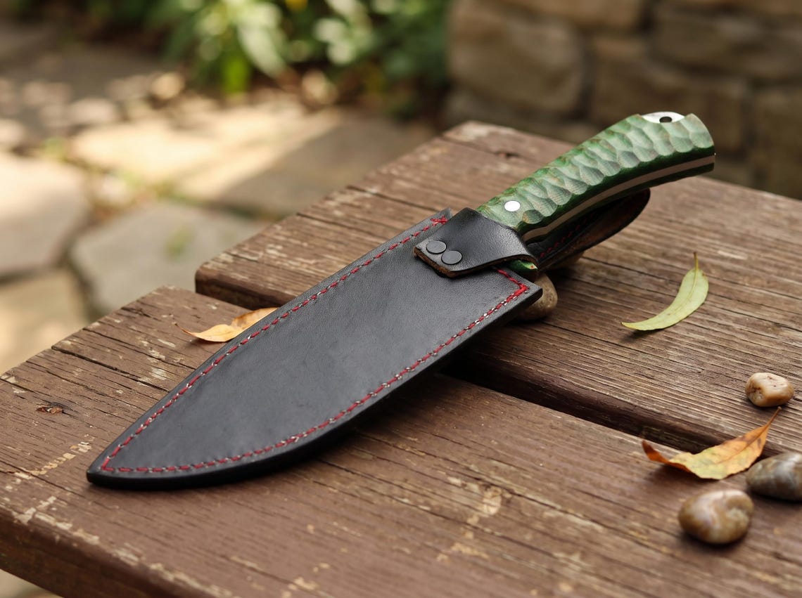 Custom Handmade Bowie Knife with Leather Sheath – Fixed Blade Collector Knife for Camping & Outdoor Use Arham Cutlery