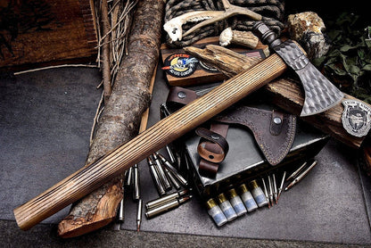 Custom Hand-Forged Viking Bearded Tomahawk – 1095 Steel Axe with Hammer Poll Arham Cutlery