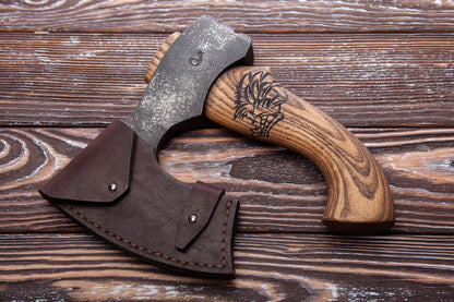Arham Cutlery Mini Norse Hatchet – Handmade Bearded Viking Axe with Carved Wooden Grip Arham Cutlery