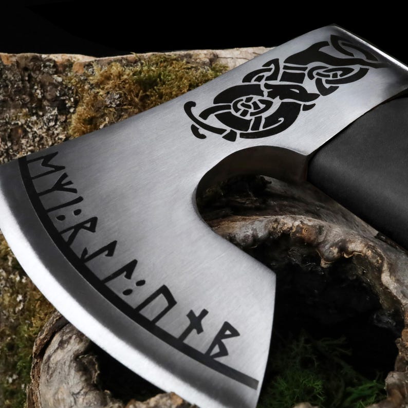 Compact Bearded Camp Axe – Handmade 1060 Carbon Steel Hatchet with Ash Wood Handle Arham Cutlery