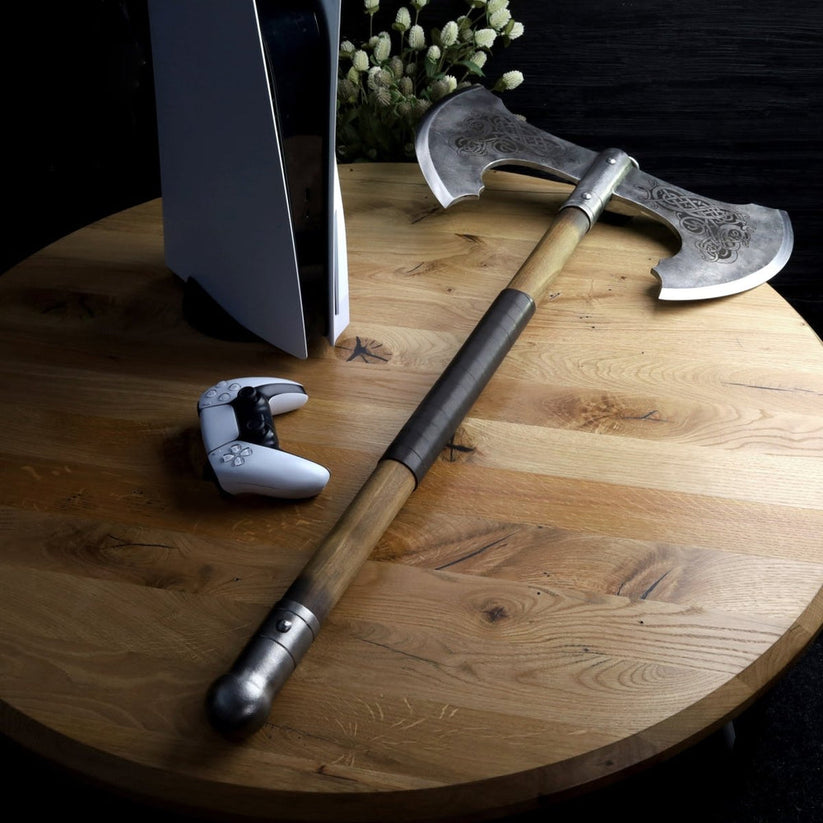 Jotungard Norse Double-Headed Axe – 36" Handmade Viking Battle Axe with Ash Wood Handle Arham Cutlery