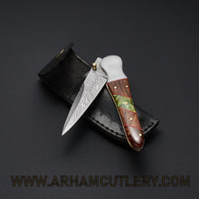 Cargar imagen en el visor de la galería, Handmade Damascus Folding Pocket Knife - Arham Cutlery
