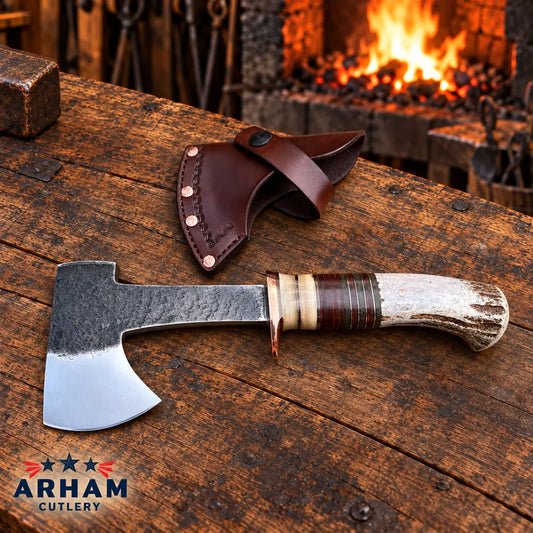 Bighorn Trailcrest Hand-Forged 80CrV2 Steel Hatchet – 12.25" Arham Cutlery