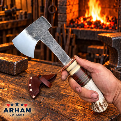 Bighorn Trailcrest Hand-Forged 80CrV2 Steel Hatchet – 12.25" Arham Cutlery