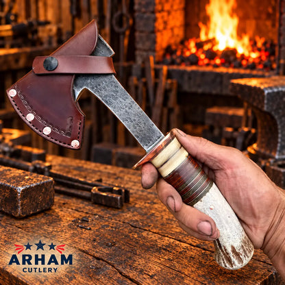 Bighorn Trailcrest Hand-Forged 80CrV2 Steel Hatchet – 12.25" Arham Cutlery