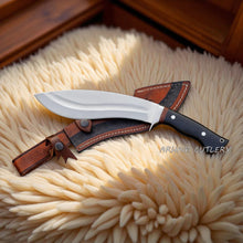 Cargar imagen en el visor de la galería, 14-inch Kukri Machete Knife with Micarta Handle and Leather Sheath – Blackthorn Edge by Arham Cutlery
