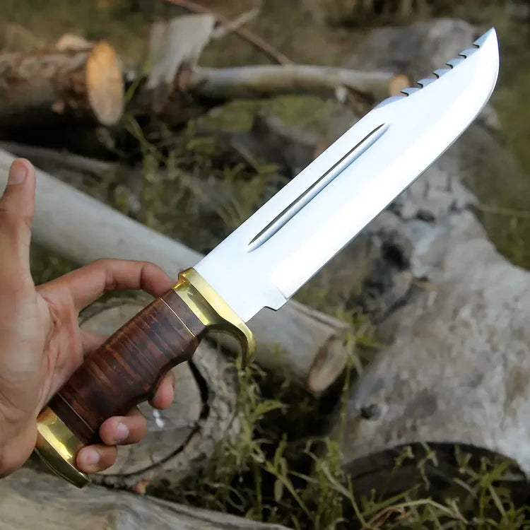 Bowie Knife - Handmade D2 Bowie Knife Steel Hunting Fix Blade - Pakka Wood Handle - Arham Cutlery