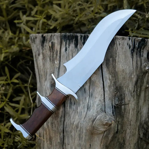 Bowie Knife - Handmade Fix Blade Hunting Knife - Semi Stainless Steel - Rose Wood Handle - Arham Cutlery