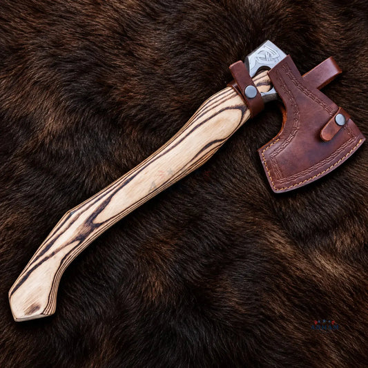 Ashwood Valknut Engraved Hand-Forged Viking Axe – Carbon Steel & Ash Wood Arham Cutlery