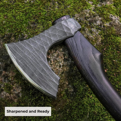 Compact Wilderness Hatchet – Handmade 1060 Carbon Steel Camp Axe with Ash Wood Grip Arham Cutlery