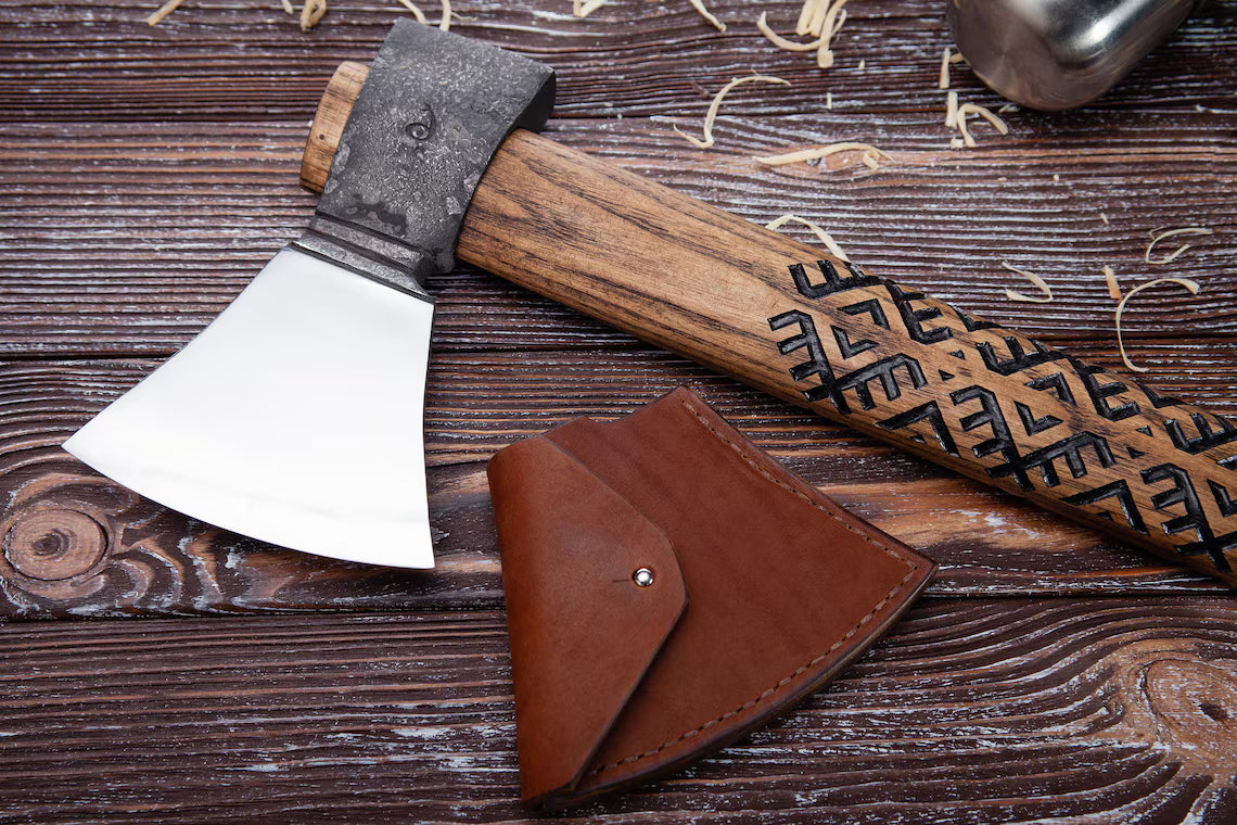 Carpathian Heritage Valashka Axe – Handmade Ethnic Carbon Steel Hatchet with Ash Wood Handle Arham Cutlery