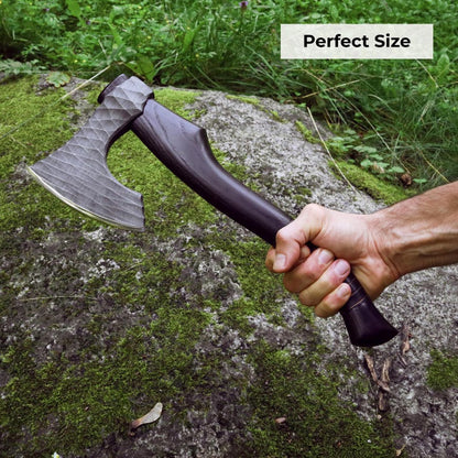 Compact Wilderness Hatchet – Handmade 1060 Carbon Steel Camp Axe with Ash Wood Grip Arham Cutlery