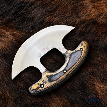 Title/H1: Timber Arc Ulu™ Handmade D2 Steel Ulu Knife with Hardwood Handle Arham Cutlery