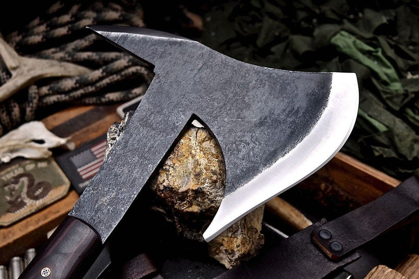 Custom Forged Dane Axe – Premium Viking Survival Hatchet with 52100 Steel Blade & Leather Cover Arham Cutlery