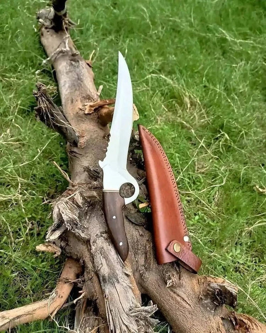 Custom Handmade Fixed Blade Bowie Hunting Knife – Carbon Steel Camping Knife with Sheath | Arham Cutlery