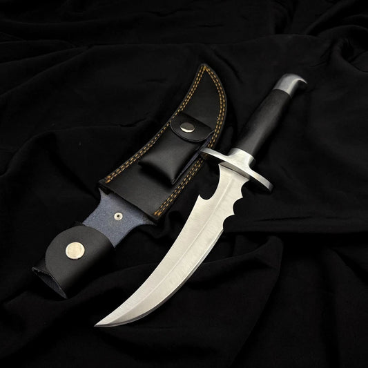 Custom Handmade Carbon Steel Red Hood Style Knife with Micarta Handle & Leather Sheath | Arham Cutlery