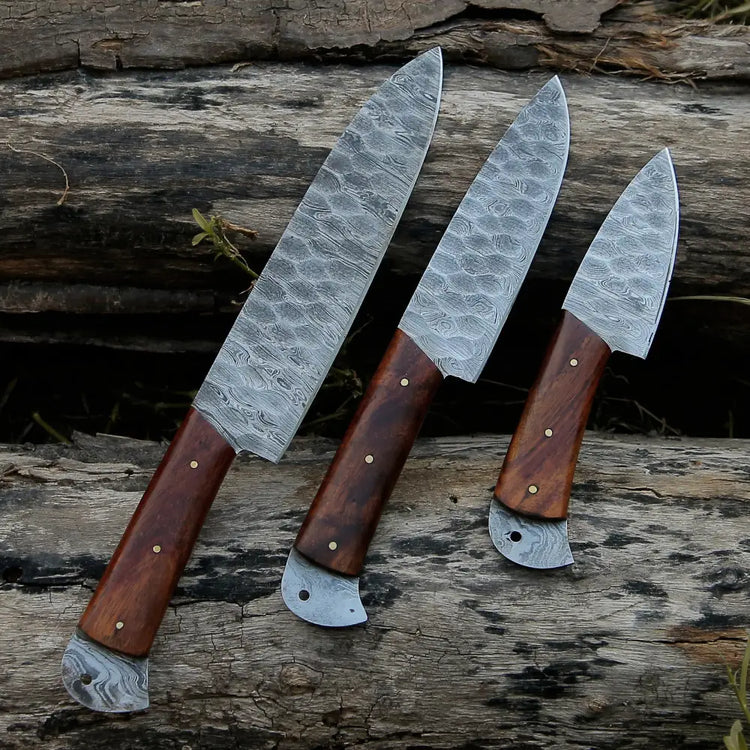 Damascus 3 Piece Chef Knife Set - Arham Cutlery