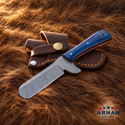 Blueguard Stockman Damascus Castration Knife – Blue Bone Handle Arham Cutlery