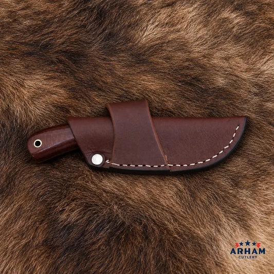 Scarlet Talon Damascus Tanto Knife – Red Burlap Micarta Handle Arham Cutlery