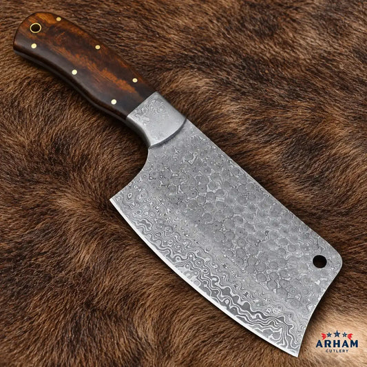 Rosewood Forgecleaver Damascus Cleaver Knife – 6" Blade Arham Cutlery