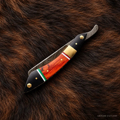 Ravenedge Shavecrest™ Damascus Steel Straight Razor Arham Cutlery