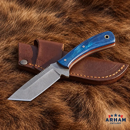 Bluebone Talon Damascus Tanto Knife – Blue Bone Handle Arham Cutlery