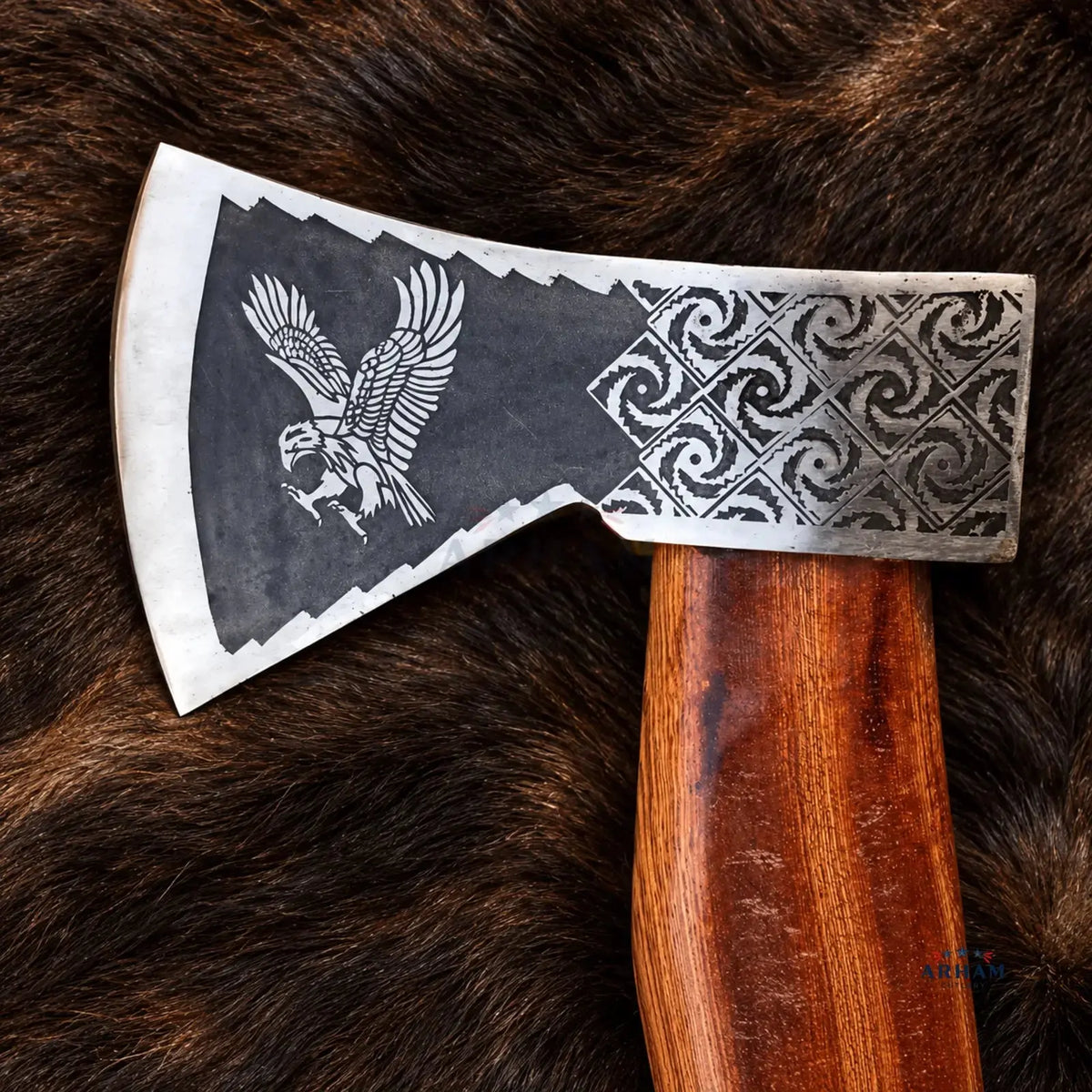 Teakwood Jarl Hand-Forged Viking Axe – Carbon Steel & Teak Wood Arham Cutlery