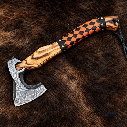Rosewood Valhalla Hand-Forged Viking Axe – Carbon Steel & Rosewood Handle Arham Cutlery