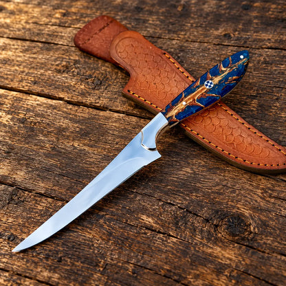 Handmade Carbon Steel Fillet & Fishing Knife with Hardwood Handle & Leather Sheath | Arham Cutlery Arham Cutlery