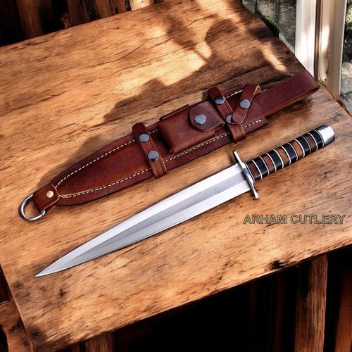 Viking Troll-Burster D2 Toothpick Queen Dagger With Leather Sheath 