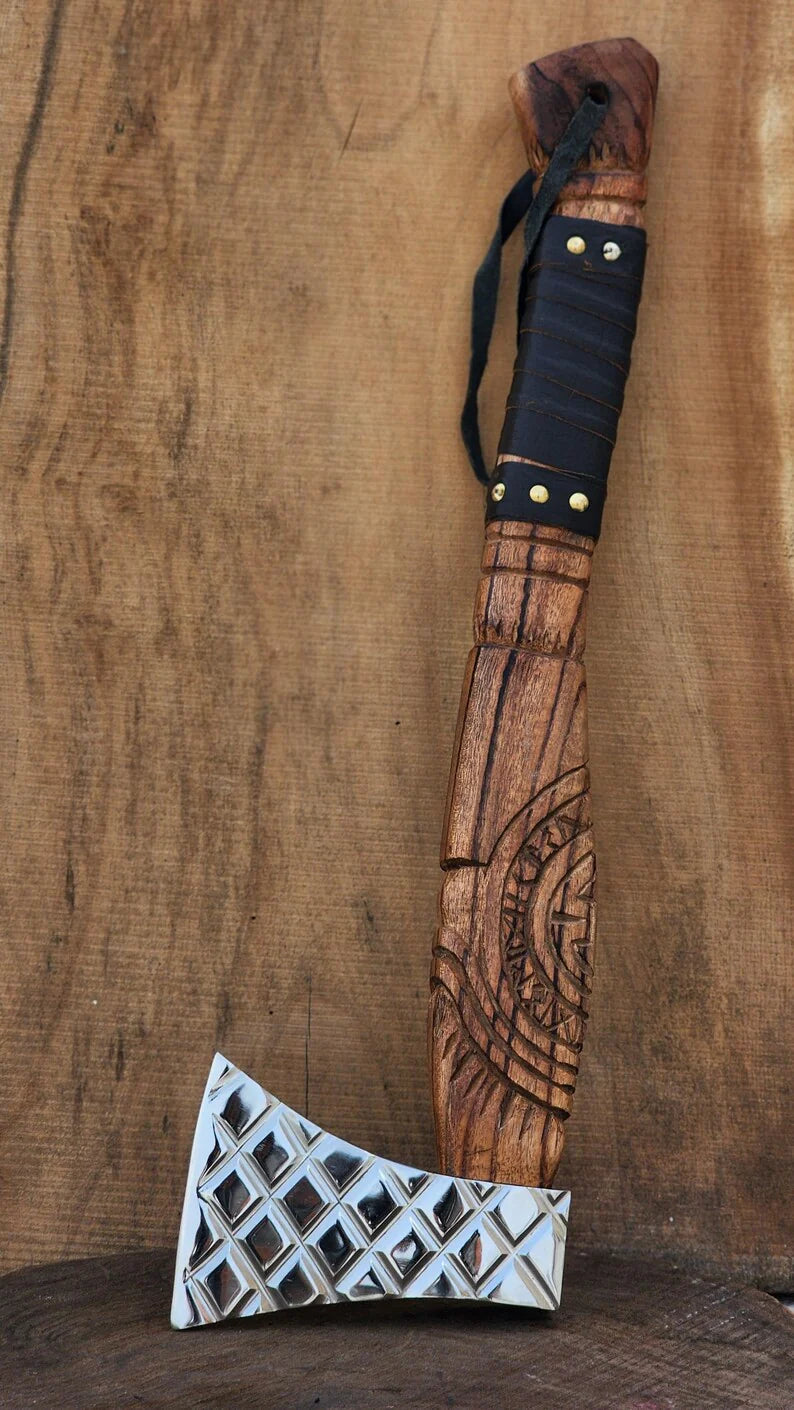 Custom Norse Heritage Axe – Handmade High Carbon Steel Viking Chopper with Leather Sheath Arham Cutlery