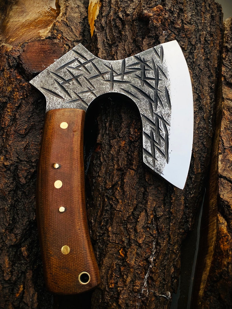 Handmade Spring Steel Camping Axe – Forged Outdoor Hatchet with Hardwood Handle Arham Cutlery